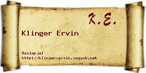 Klinger Ervin névjegykártya